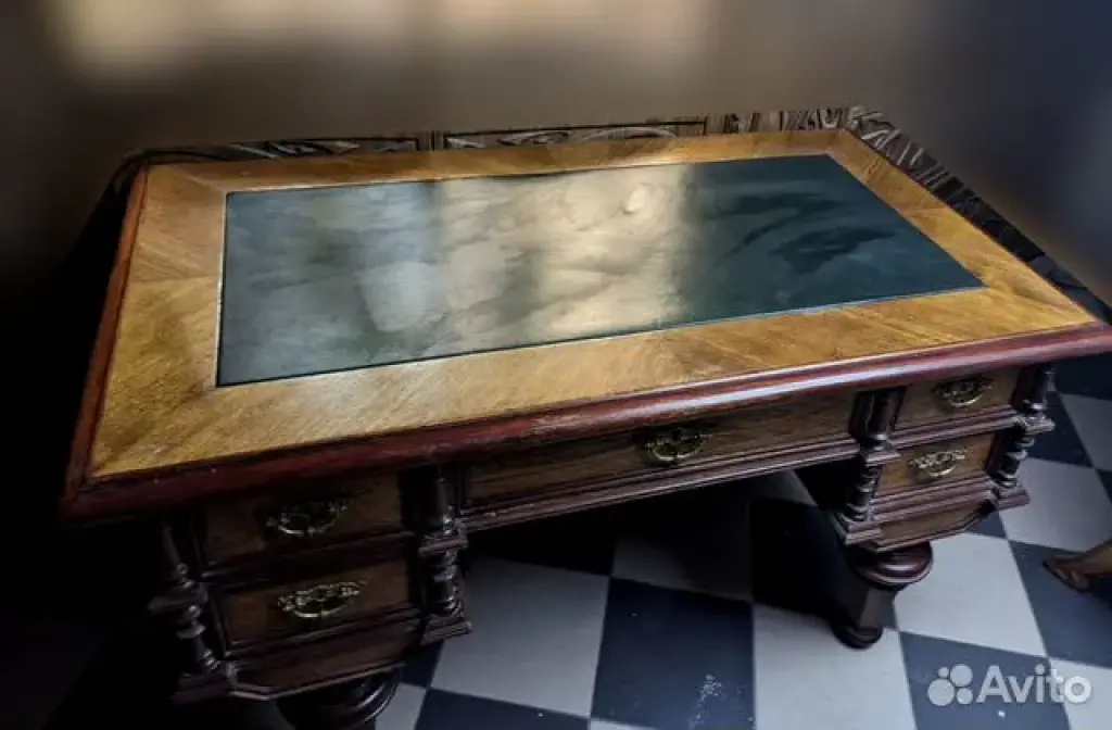 Стол двухтумбовый антикварный массив шпон — изображение 6