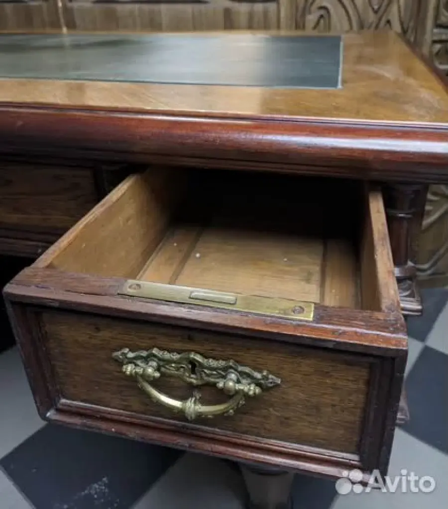 Стол двухтумбовый антикварный массив шпон — изображение 4