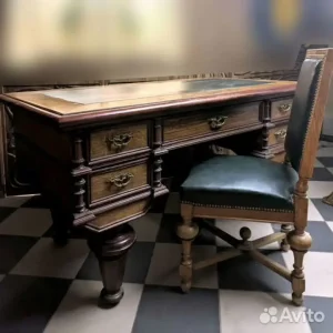 Стол двухтумбовый антикварный массив шпон