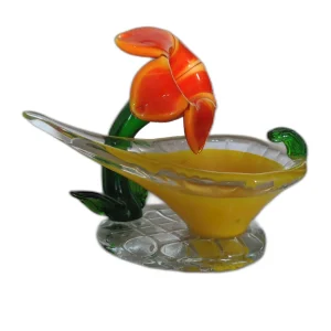 Соусник с цветком, цветное стекло