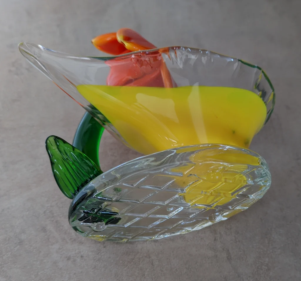 Соусник с цветком, цветное стекло — изображение 3