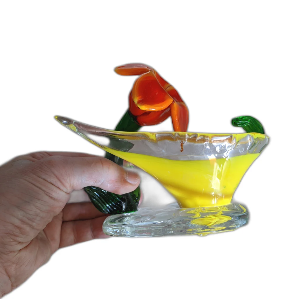 Соусник с цветком, цветное стекло — изображение 4