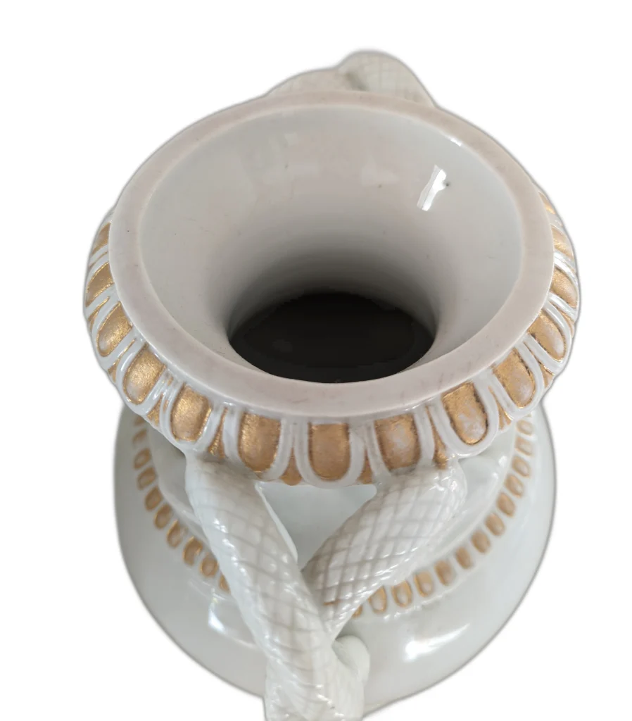 пара - Коллекционная Фарфоровая Ваза MEISSEN амфорной формы с ручками в виде змей, фарфор, позолота, глазурь — изображение 8